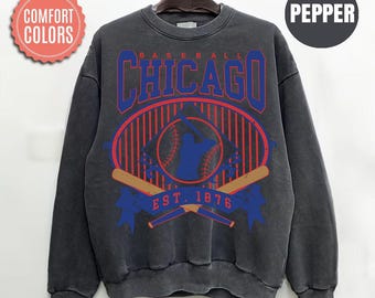 Comfort Colors Chicago Baseball Sweatshirt, Vintage Chicago Baseball Shirt, Game Day Crewneck, Baseball Fan Gift