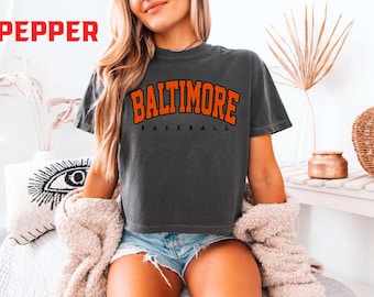 Vintage Baltimore baseball cropped Tshirt Baltimore baseball T-shirt retro Baltimore Tee baseball Gift Comfort Color Crop Top