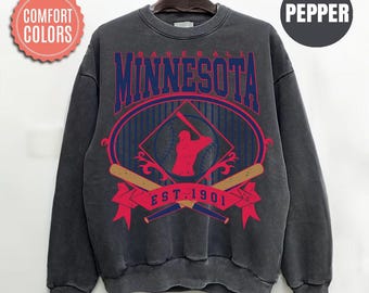 Comfort Colors Minnesota Baseball Sweatshirt, Vintage Minnesota Baseball Shirt, Game Day Crewneck, Baseball Fan Gift