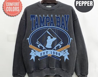 Comfort Colors Tampa Bay Baseball Sweatshirt, Vintage Tampa Bay Baseball Shirt, Game Day Crewneck, Baseball Fan Gift