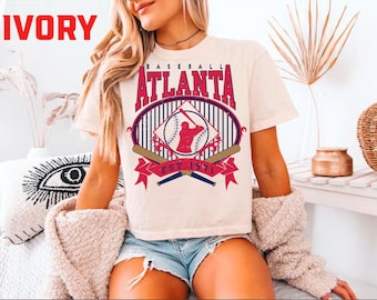Vintage Atlanta baseball cropped Tshirt Atlanta baseball T-shirt retro Atlanta Tee baseball Gift Comfort Color Crop Top