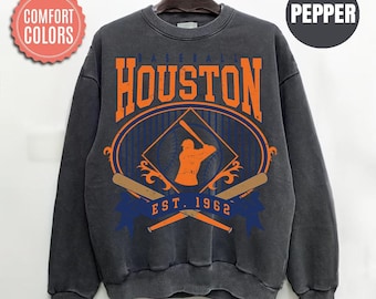 Comfort Colors Houston Baseball Sweatshirt, Vintage Houston Baseball Shirt, Game Day Crewneck, Baseball Fan Gift