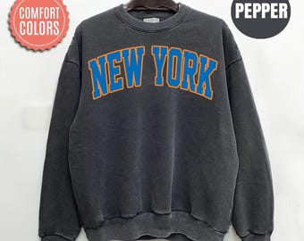 Sweatshirt de basket-ball New York Comfort Colors, pull de basket-ball New York, chemise de basket-ball new-yorkaise vintage, cadeau de fan de basket-ball new-yorkais