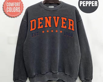 Comfort Colors Denver Football Sweatshirt, Denver Football Sweatshirt, Vintage Style Denver Football Shirt, Denver Football fan Gift