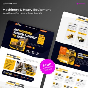 Heavy Equipment WordPress Elementor Template | Machinery Website Design, Construction Company Theme, Industrial Business Kit