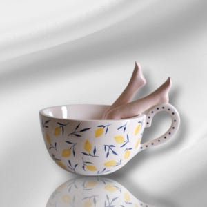 Handmade Limoncello Mug with Legs: Quirky Ceramic Coffee Cup