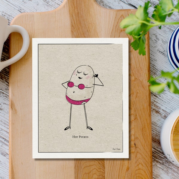 Hot Potato Drawing Art, Food Art