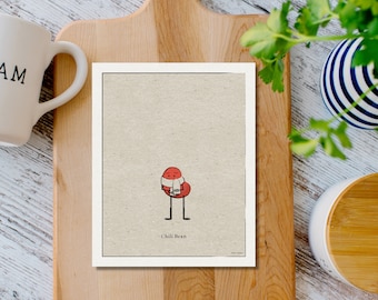 Chili Bean, Beans Drawing, Funny Food Art
