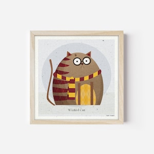 Wizard Cat Portrait, Cat lover gift, Printable Art, Illustration
