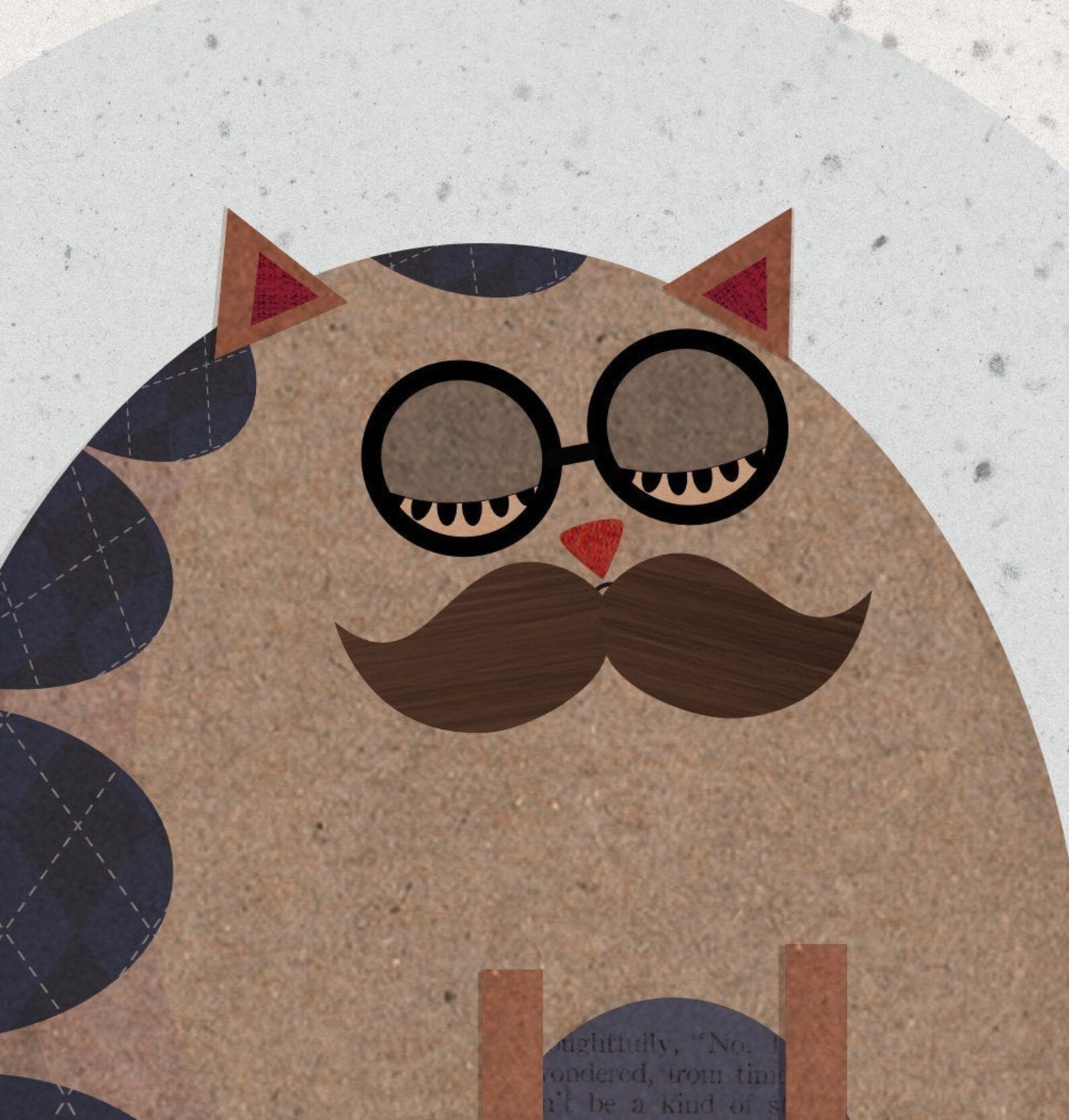 Mustache Cat, Moustache Cat, Printable Art, Illustration, Funny