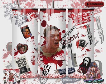 Scream Horror Stu Macher 20oz Skinny Tumbler Wrap | feeling alittle woozy here| Blood Splatter Sublimation PNG sublimation download