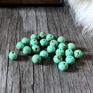 Round Green Turquoise Beads for jewelry making ~ 6mm
