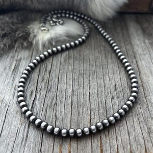 Navajo Pearl Handmade All 5mm Necklace ~German Silver beads ~ Choose Length ~ Lovely Petite Style