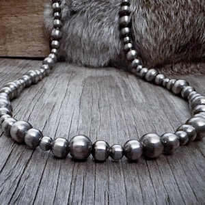 Navajo Pearl Handmade 6, 8, and 10mm Necklace ~ German Silver beads ~ Choose Length