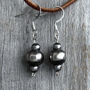 Navajo Pearl Handmade Sweet & Simple Drop Earrings ~ German Silver beads
