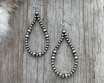 Handmade Navajo Pearl Earrings ~ Dramatic Tear Drop Style!