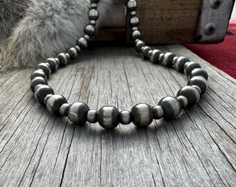 6 & 10mm Navajo Style Pearls Necklace ~ Choose You're Length!