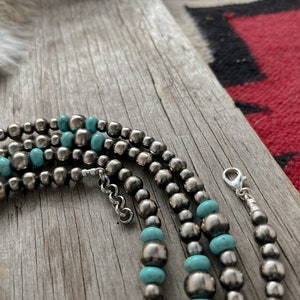 Handmade Navajo Pearls & Turquoise Necklace Made with 6, 8, and 10mm Pearls image 6