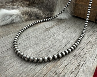 Navajo Pearl Handmade All 6mm Necklace ~german Silver Beads Navajo Pearl Handmade All 6mm Necklace ~german Silver Beads