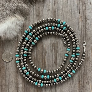 Handmade Navajo Pearls & Turquoise Necklace Made with 6, 8, and 10mm Pearls image 7