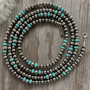 Handmade Navajo Pearls Turquoise Necklace Made With 6 8 and