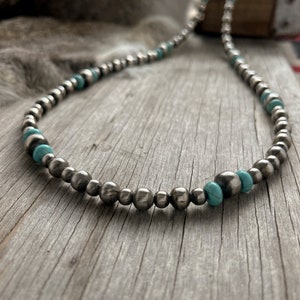 Handmade Navajo Pearls & Turquoise Necklace Made with 6, 8, and 10mm Pearls image 2