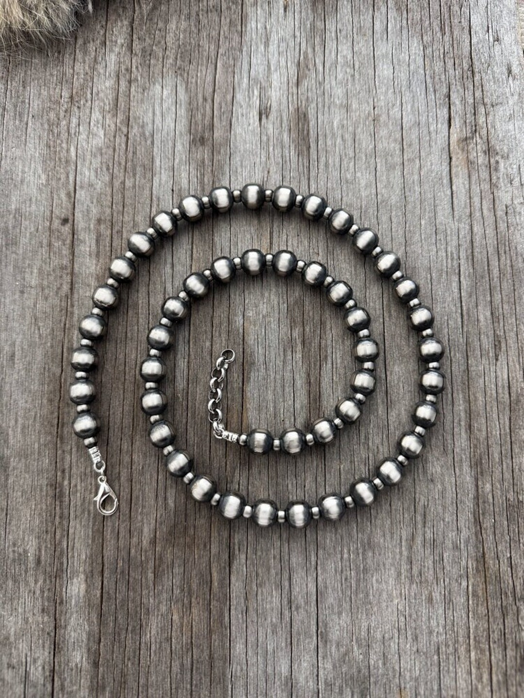 Navajo Pearl Handmade 5 & 10mm Necklace ~ German Silver