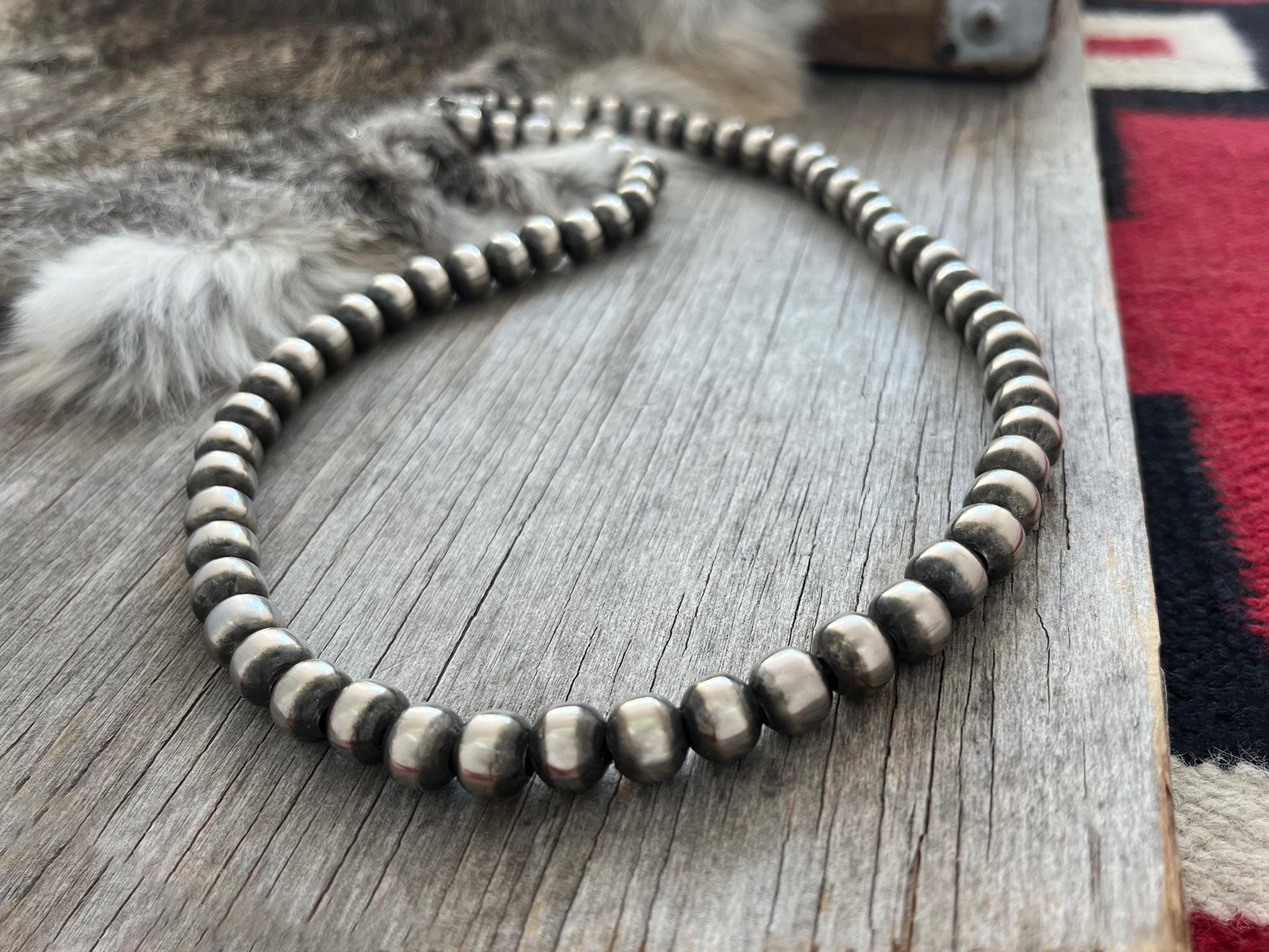 Navajo Pearl Handmade All 10mm Necklace ~ German Silver beads ~ Choose Length ~ Bold & Beautiful