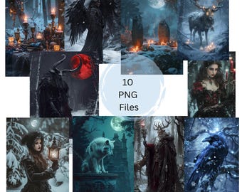 Pagan Gothic Christmas Art: Dark Yule Fantasy Prints (PNG Digital Download)