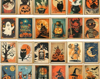 24 Vintage Halloween Clip Art Images: Retro 1950s-60s Graphics (Instant Download)