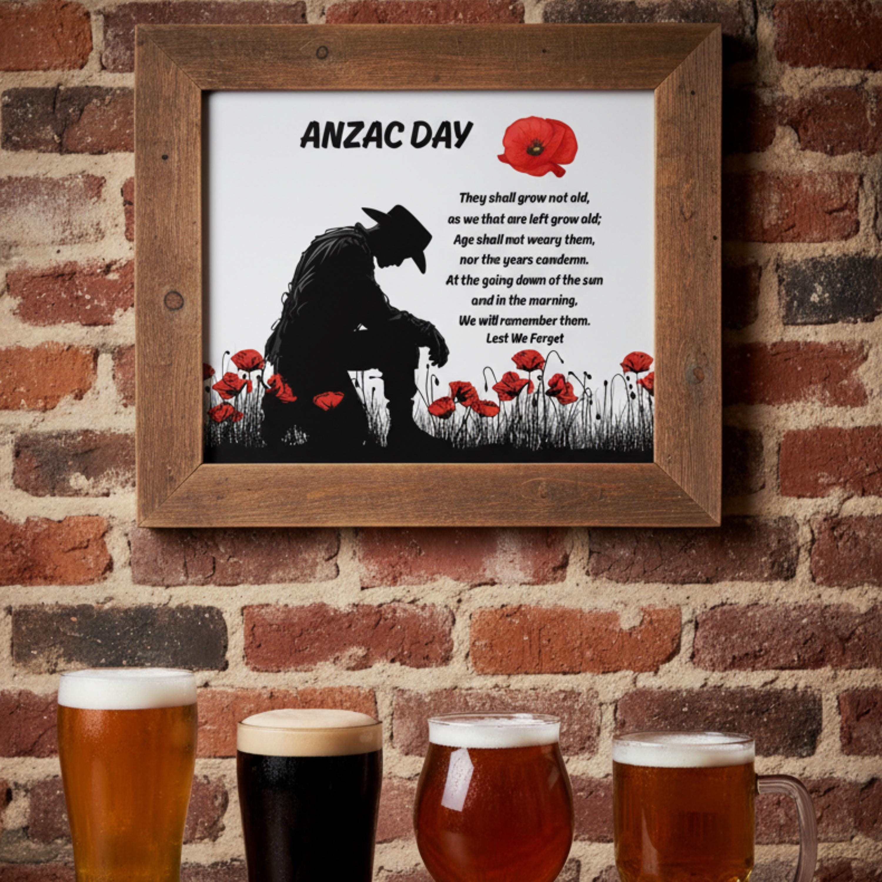 ANZAC Day Wall Art Printable | Lest We Forget Memorial Art ...