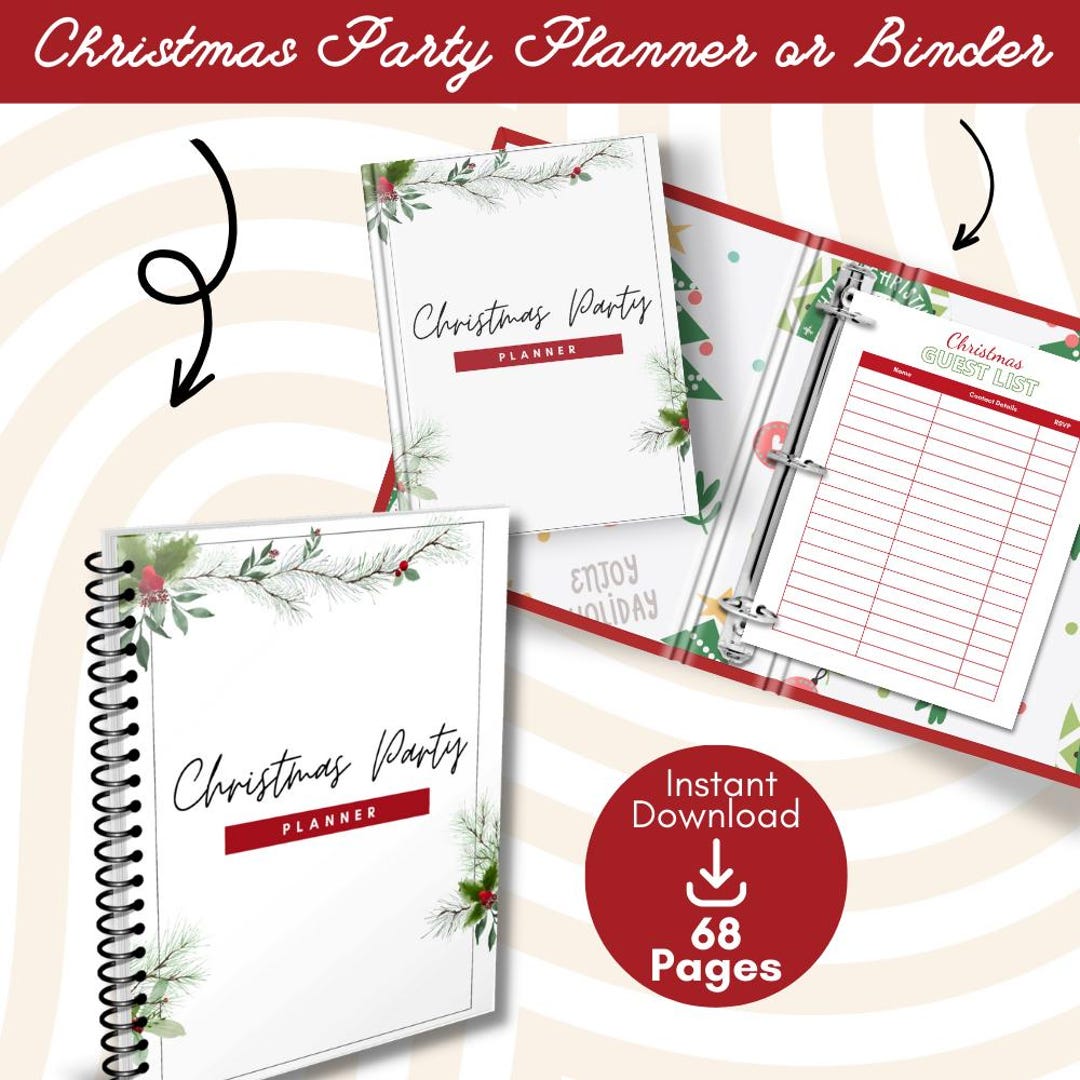 Christmas Party Planner | 68-page Printable Holiday Binder | Guest List ...