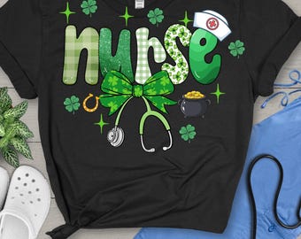 St. Patrick’s Day Nurse PNG – Sublimation Design – Lucky Nurse Shirt Transfer – Medical St Patrick’s Day Clipart – Nurse Life