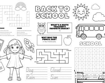 Manteles individuales para colorear, actividades divertidas de aprendizaje, actividades de verano, descarga instantánea, fiesta temática