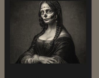 モナ・リザの頭蓋骨ポートレート - ハロウィン写真ダウンロード - 印刷