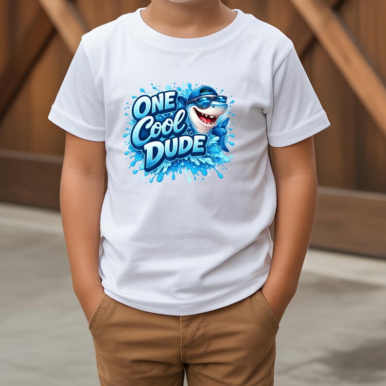 One Cool Dude Shark, png PNGEgg | Grappig zomershirtontwerp met haai | Overhemd strandvakantie | Zomershirt voor kinderen, png afbeelding 5