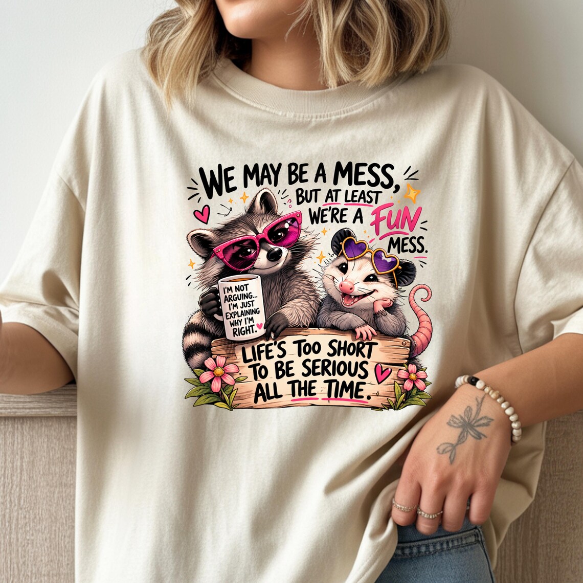 Funny Raccoon Opossum PNG | We May Be a Mess but We’re a Fun Mess ...