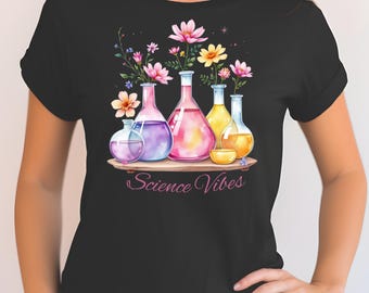 Science Teacher PNG | Science Vibes Sublimation Design | Floral Science PNG | Teacher Shirt Design | Classroom Decor | Instant Download