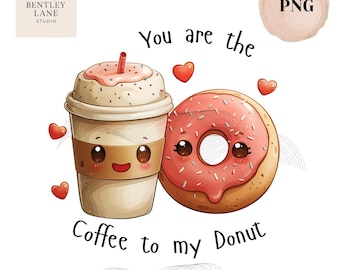 Caffè alla mia ciambella PNG, San Valentino PNG, Sublimazione