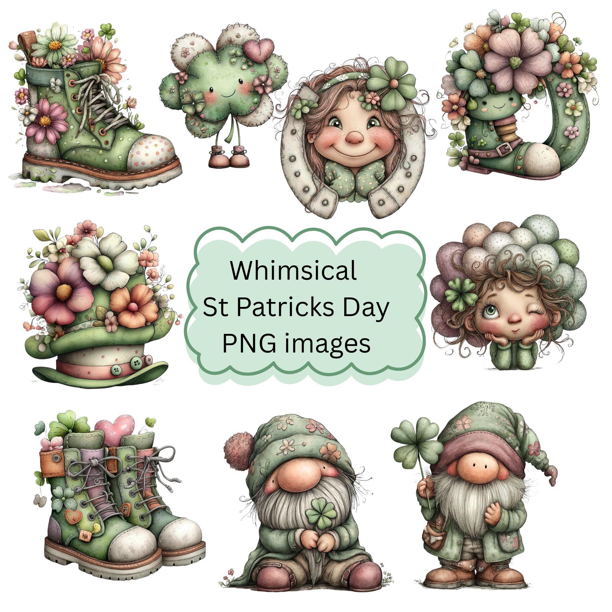 Whimsical St Patrick’s Day Clipart PNG Bundle – 9 Cute Irish Clipart ...