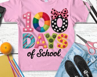 100 Dias de Aula PNG | Camiseta Infantil para o 100º Dia de Aula por Sublimação | Design Colorido para os 100 Dias | Primeiros 100 Dias de Aula PNG | Download Instantâneo