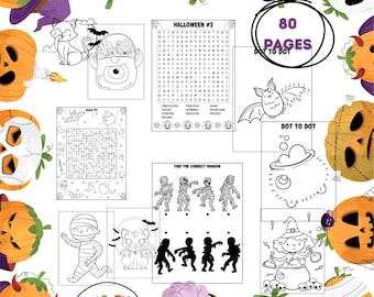 80-Page Halloween Activity Book for Kids | Printable PDF
