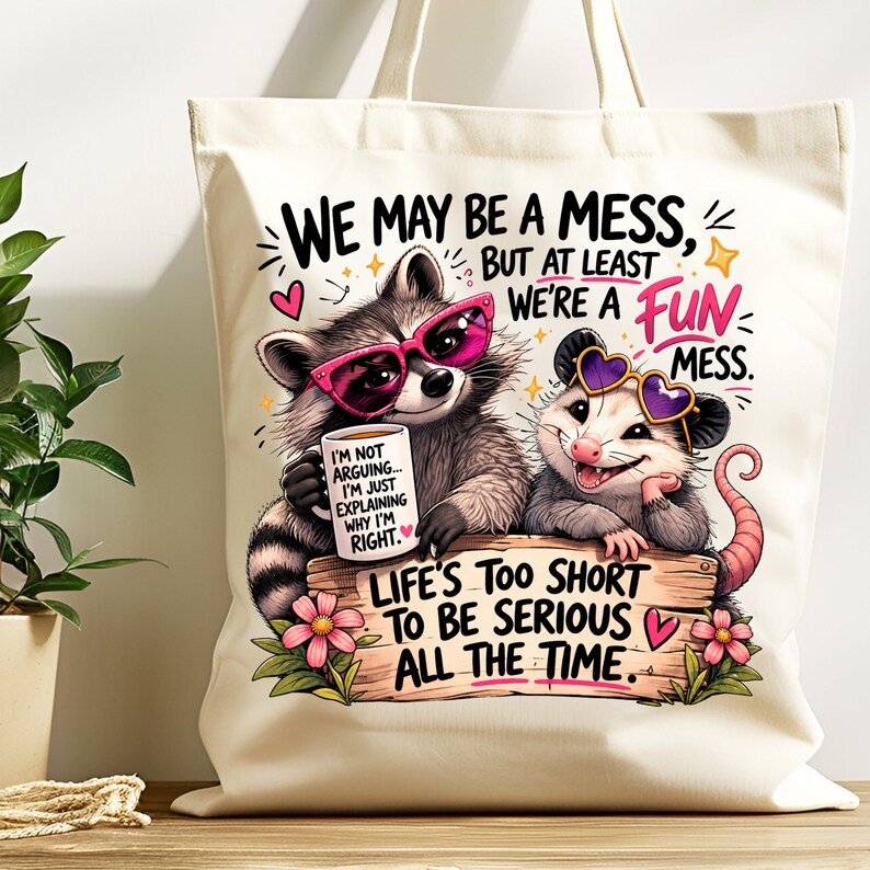 Funny Raccoon Opossum PNG | We May Be a Mess but We’re a Fun Mess ...
