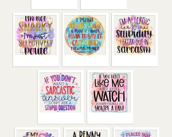 Sarcastic Quote PNG Bundle | Magnets, Stickers & Sublimation