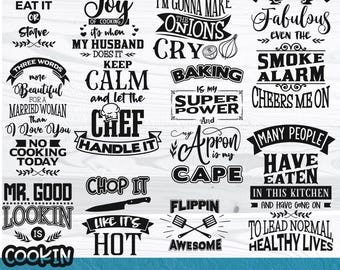 Lustige Küche SVG Bundle | 20 Küchen Sprüche | | Cricut & Silhouette Schnittdateien | Zitate für die Küche