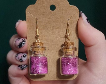 mini glass jar glitter earrings
