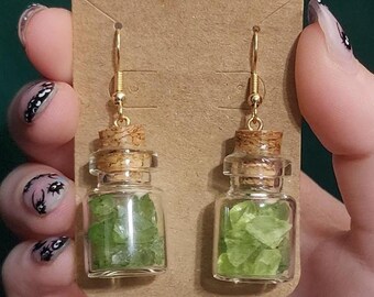 mini glass jar rock chip earrings