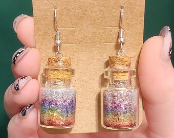 rainbow glitter earrings