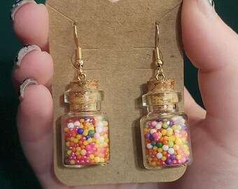 mini glass bubblegum jar earrings