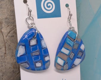 Pendientes colgantes bohemios tribales azules